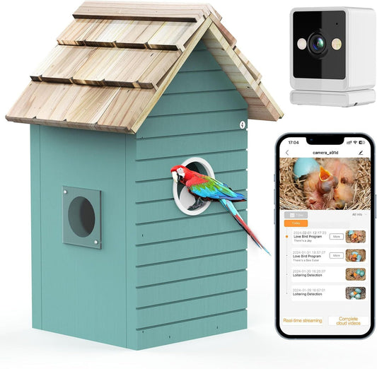 Smart Bird House,Bird Feeder With Camera - Ai Bird Species Identification, 3MP HD Photos, Inside 2.4G-Wi-Fi,1.5In Focus, Blue