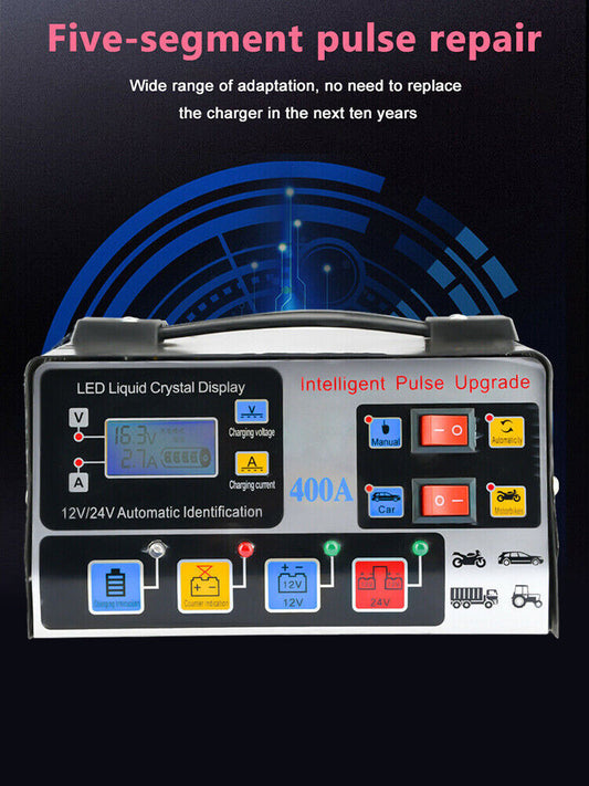 400W Heavy Duty Smart Car Battery Charger Automatic Pulse Repair Trickle UK